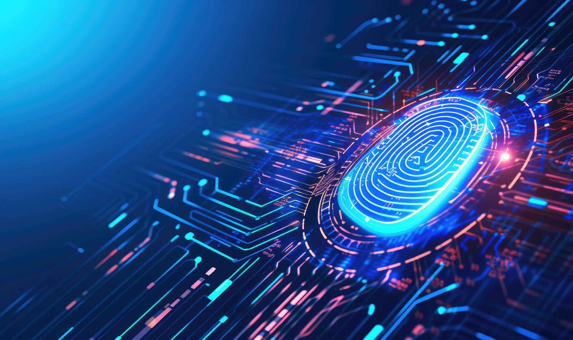 Digital fingerprint with digital motion lines surrounding