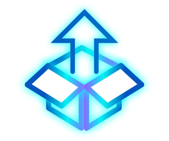 Deliver Icon representing secure IT asset disposal and data management with upward arrows and open box design, symbolizing the LinkITAD service offerings by Astralis Technology.