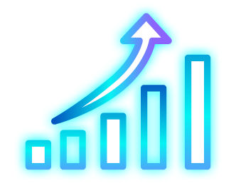 Grow Graphical representation of growth with ascending bars and an upward arrow, symbolizing revenue increase and client retention in IT asset disposal services.