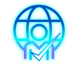 Onboard Glowing globe icon with checkmark, symbolizing secure IT asset disposal and management for LinkITAD partners.