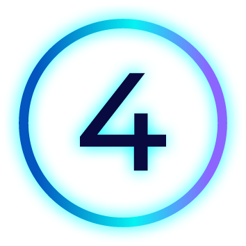 Four in blue and turquoise circular design representing secure IT asset disposal and recycling services by Astralis Technology.