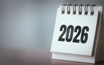 Spiral-bound calendar displaying the year 2026, symbolizing upcoming trends and insights in IT asset disposition and sustainability.