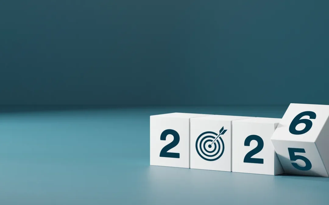 2025 to 2026 transition blocks symbolising planning ahead for compliant, certified data destruction and IT asset disposal strategies.