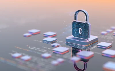 Digital padlock symbolising cybersecurity and data protection in IT asset disposition.